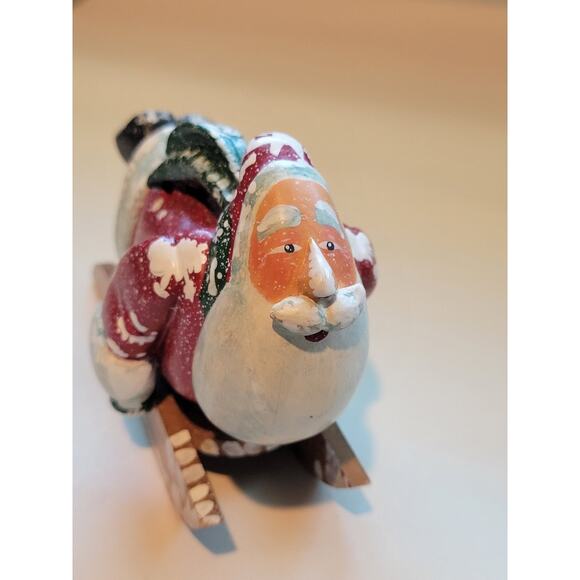 Vintage Santa On Sled Figurine - Whimsical Village Arts - Picture 3 of 11